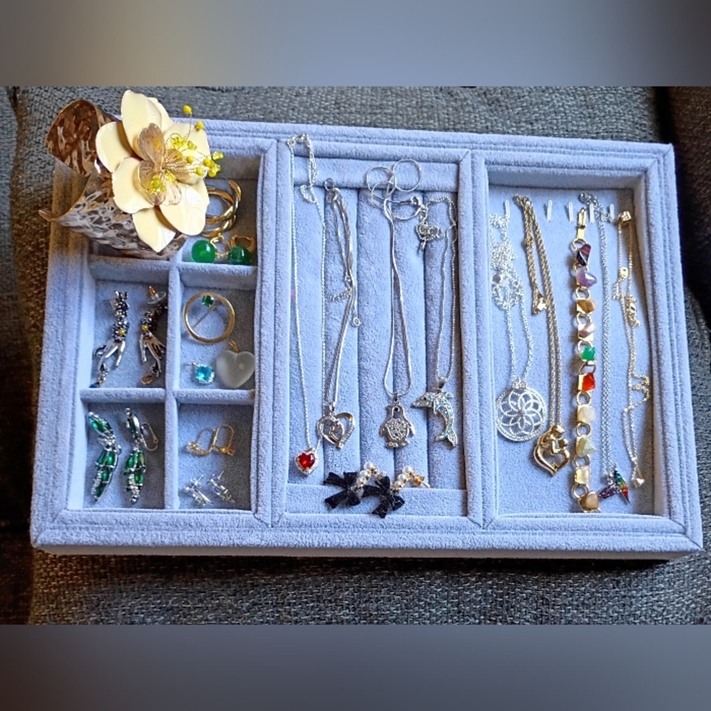 Fashion Jewelry Silver and Gold Multi-Color Necklace Set